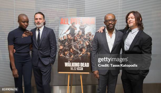 Danai Gurira, Andrew Lincoln, Lennie James and Norman Reedus of "The Walking Dead" attend "The Walking Dead" event at Smithsonian National Museum Of...