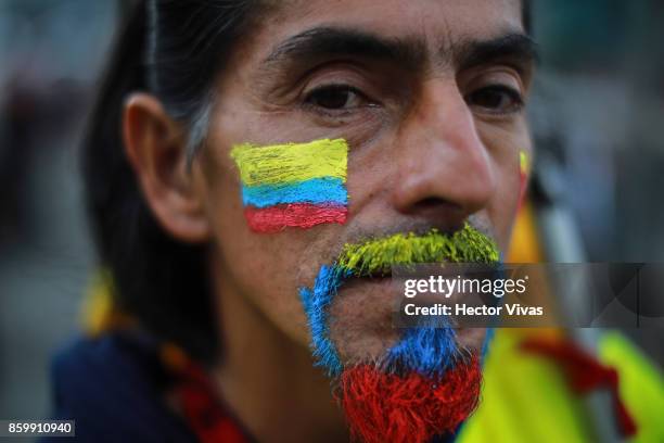 Fan of Ecuador poses prior a match between Ecuador and Argentina as part of FIFA 2018 World Cup Qualifiers at Olimpico Atahualpa Stadium on October...