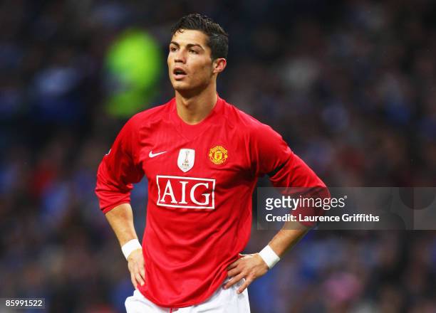 Cristiano Ronaldo of Manchester United looks on during the UEFA Champions League Quarter Final second leg match between FC Porto and Manchester...