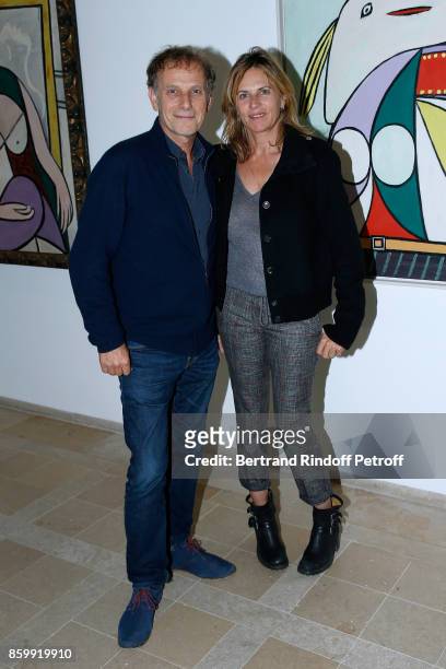 Charles Berlng and Virginie Couperie-Eiffel attend the "Picasso 1932" Exhibition Opening at Musee national Picasso-Paris on October 10, 2017 in...