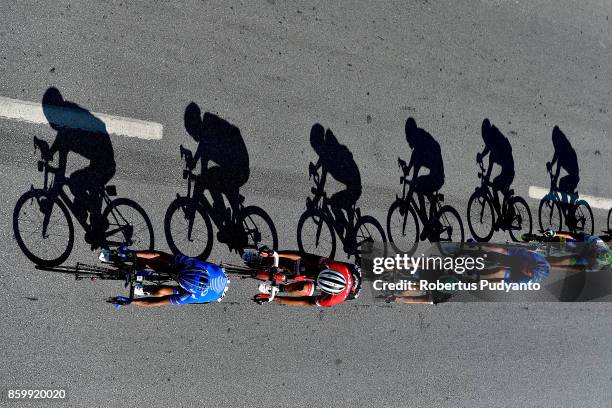 Cyclists compete during Stage 1 of the 53rd Presidential Cycling Tour of Turkey 2017, Alanya to Kemer on October 10, 2017 in Alanya, Turkey.