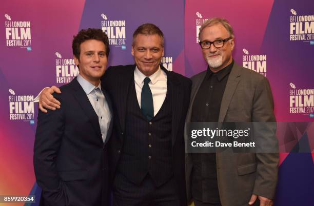 Jonathan Groff, Holt McCallany and David Fincher attend the LFF Connects Special Presentation: "Mindhunter" European Premiere during the 61st BFI...