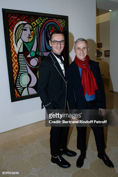 Bruno Frisoni and Herve van der Straeten attend the "Picasso 1932" Exhibition Opening at Musee national Picasso-Paris on October 10, 2017 in Paris,...