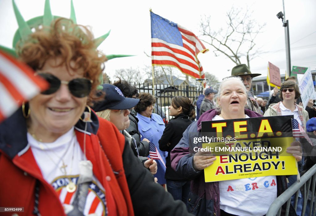 Demonstrators against US President Barac