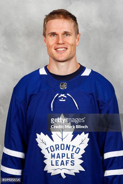 Colin Greening of the Toronto Maple Leafs poses for his official headshot for the 2017-2018 season on September 14, 2017 at the MasterCard Centre in...