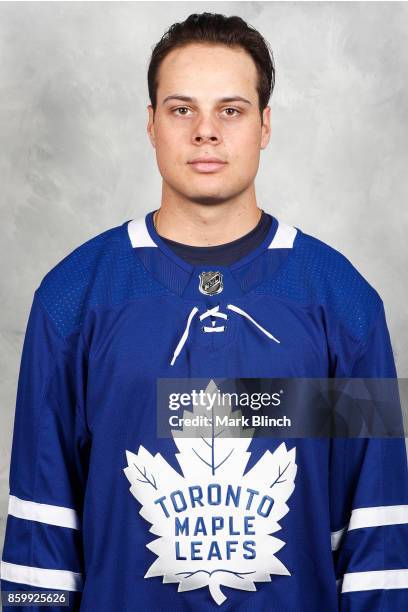 Auston Matthews of the Toronto Maple Leafs poses for his official headshot for the 2017-2018 season on September 14, 2017 at the MasterCard Centre in...