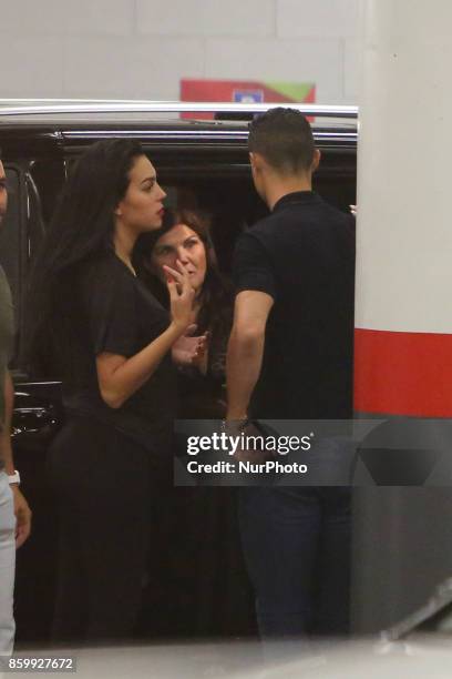 Portugal's forward Cristiano Ronaldo with girlfriend Georgina Rodriguez and his mother Dolores Aveiro after the 2018 FIFA World Cup qualifying...