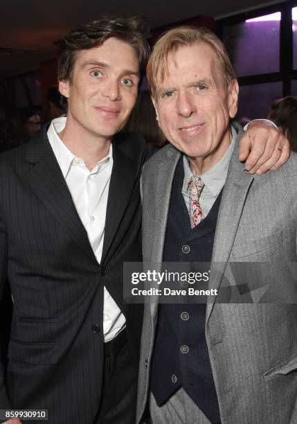 Cillian Murphy and Timothy Spall attend the UK Premiere after party for "The Party" during the 61st BFI London Film Festival at Picturehouse Central...