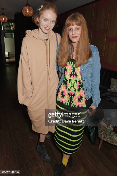 Lily Cole and Charlotte Colbert attend the UK Premiere after party for "The Party" during the 61st BFI London Film Festival at Picturehouse Central...