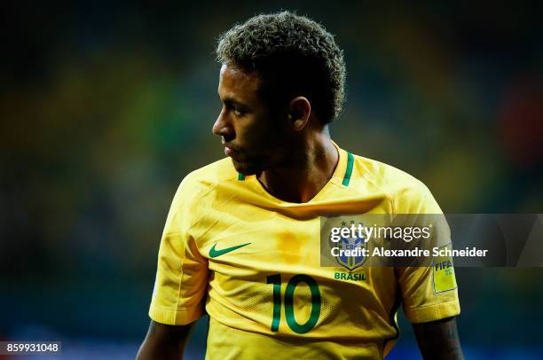 Neymar of Brazil in action during the match between Brazil and Chile for the 2018 FIFA World Cup Russia Qualifier at Allianz Parque Stadium on...