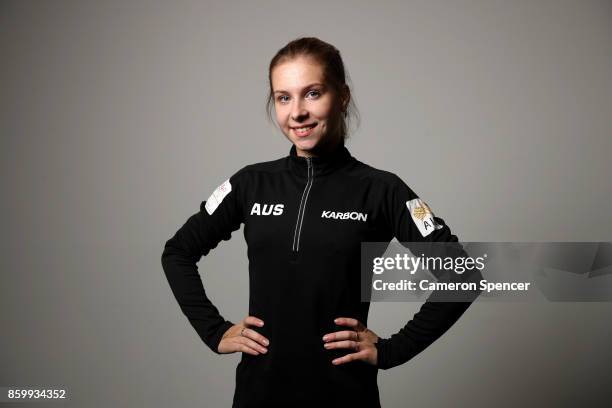 Australian figure skater Ekaterina Alexandrovskaya poses during a portrait session on August 16, 2017 in Sydney, Australia.