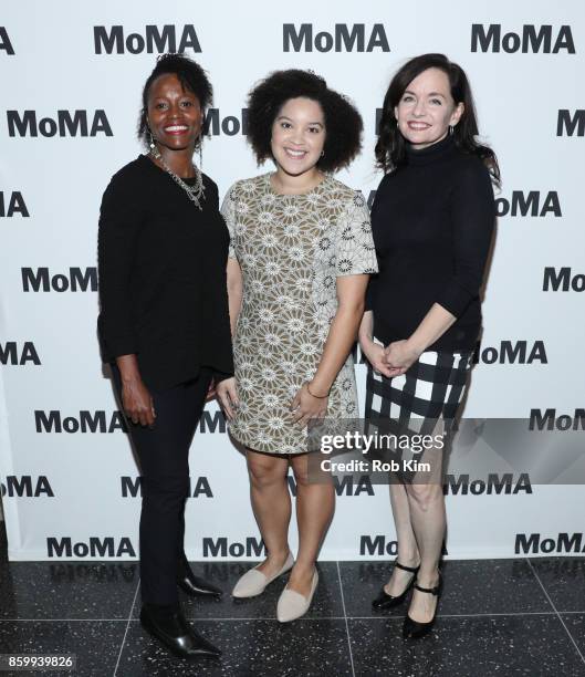 Lisa Marie Bronson, Adeze Wilford and Guinevere Turner attend the MoMA's Black Intimacy Series featuring Lena Waithe, Master of None Conversation at...