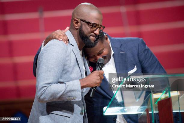 Comedian Rickey Smiley and Dr. E. Dewey Smith onstage at The House Of Hope Atlanta on October 8, 2017 in Decatur, Georgia.