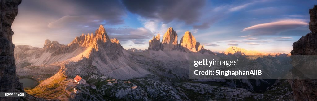 Panorama view of Dolomite Alps, South Tyrol, Italy