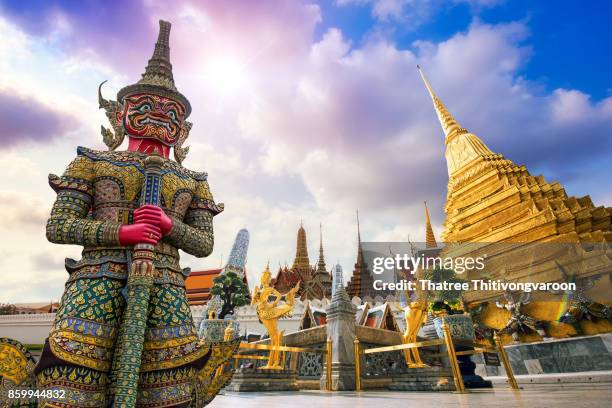 wat phra kaew, temple of the emerald buddha wat phra kaew is one of bangkok's most famous tourist sites and it was built in 1782 at bangkok, thailand - the emerald buddha temple in bangkok stock pictures, royalty-free photos & images