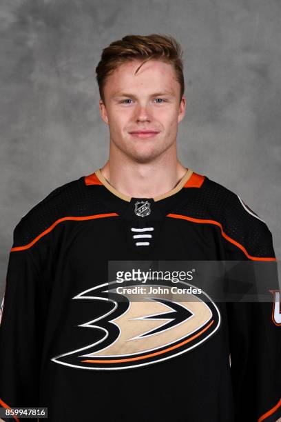 Max Jones of the Anaheim Ducks poses for his official headshot for the 2017-2018 season on September 7, 2017 at Honda Center in Anaheim, California.