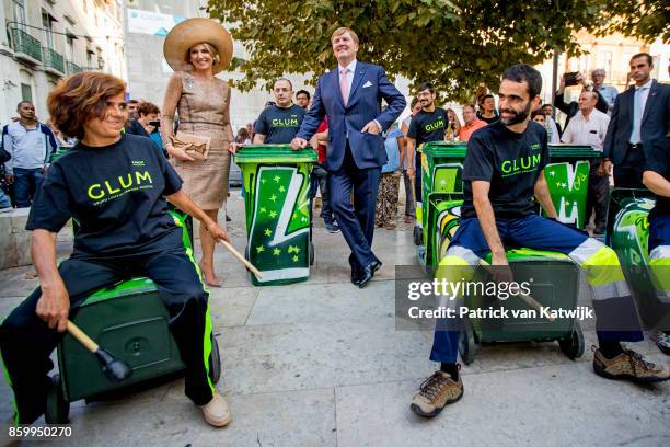 King Willem-Alexander of The Netherlands and Queen Maxima of The Netherlands visit the areas Mouraria and Intendente on October 10, 2017 in Lisboa...