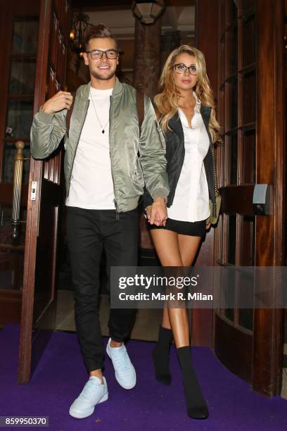 Olivia Attwood and Chris Hughes attending the Specsavers 'Spectacle Wearer of the Year' awards on October 10, 2017 in London, England.