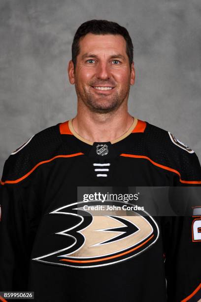 Francois Beauchemin of the Anaheim Ducks poses for his official headshot for the 2017-2018 season on September 7, 2017 at Honda Center in Anaheim,...