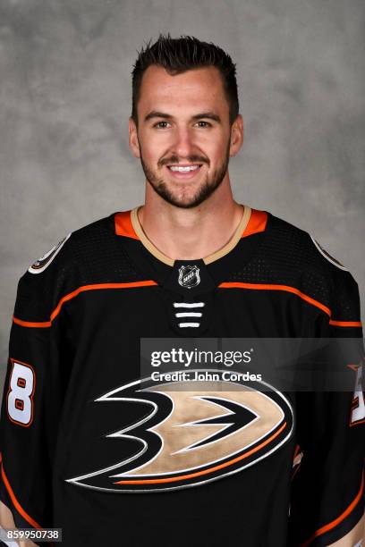 Nicolas Kerdiles of the Anaheim Ducks poses for his official headshot for the 2017-2018 season on September 14, 2017 at Honda Center in Anaheim,...