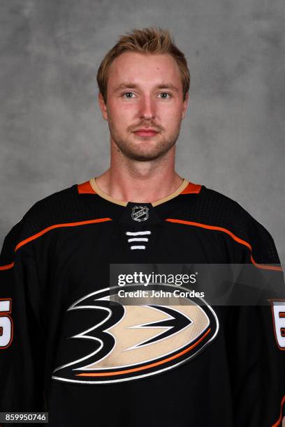 Keaton Thompson of the Anaheim Ducks poses for his official headshot for the 2017-2018 season on September 7, 2017 at Honda Center in Anaheim,...