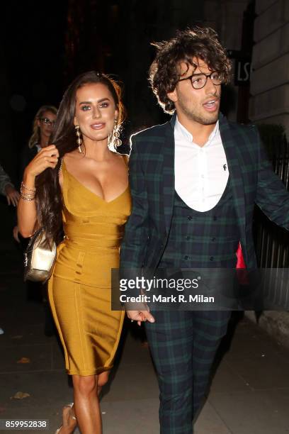 Amber Davies and Kem Cetinay attending the Specsavers 'Spectacle Wearer of the Year' awards on October 10, 2017 in London, England.