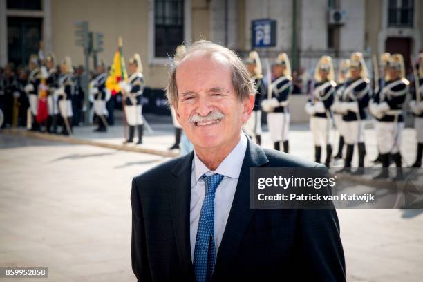 Dom Duarte Pio, Duke of Braganza visit mayor Fernando Medina of Lissabon at Camara Municipal de Lisboa on October 10, 2017 in Lisboa CDP, Portugal.