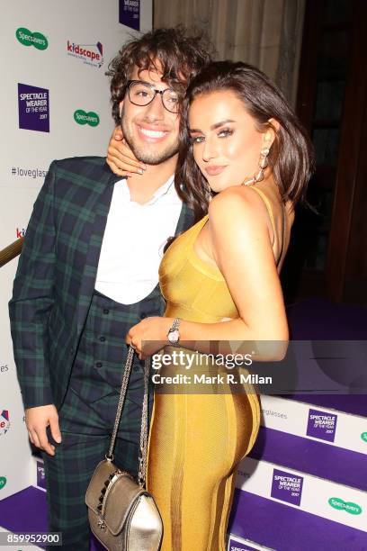 Amber Davies and Kem Cetinay attending the Specsavers 'Spectacle Wearer of the Year' awards on October 10, 2017 in London, England.