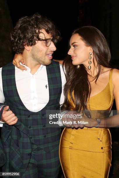 Amber Davies and Kem Cetinay attending the Specsavers 'Spectacle Wearer of the Year' awards on October 10, 2017 in London, England.