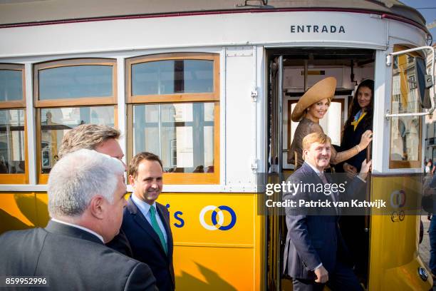 King Willem-Alexander of The Netherlands and Queen Maxima of The Netherlands during a trim ride on October 10, 2017 in Lisboa CDP, Portugal.