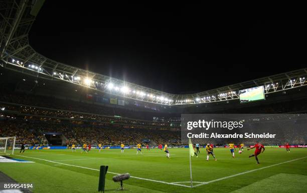 General view the match between Brazil and Chile for the 2018 FIFA World Cup Russia Qualifier at Allianz Parque Stadium on October 10, 2017 in Sao...