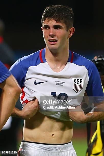 Christian Pulisic of the United States mens national team reacts to their loss against Trinidad and Tobago during the FIFA World Cup Qualifier match...