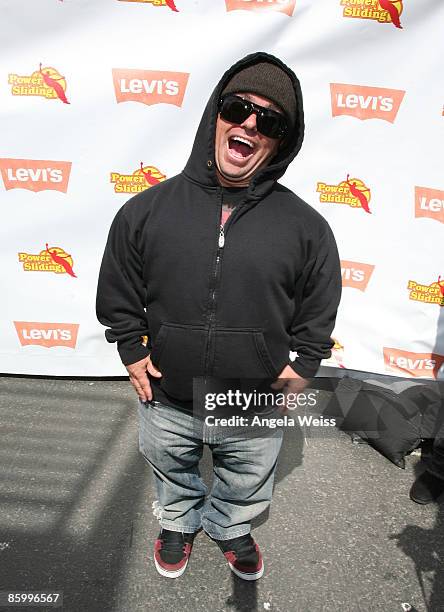 Jason 'Wee-Man' Acuna arrives at Levi's 3rd annual Powersliding Championships on April 15, 2009 in Santa Monica, California.