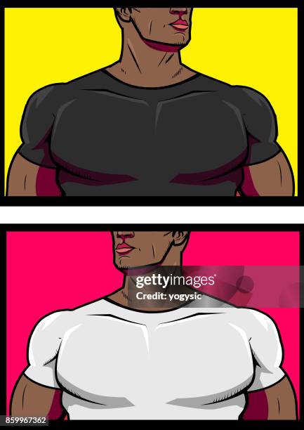 vector african superhero close up to the chest - black man lifting weights stock illustrations