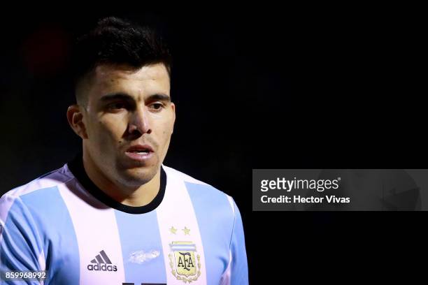 Marcos Acuña of Argentina looks on during a match between Ecuador and Argentina as part of FIFA 2018 World Cup Qualifiers at Olimpico Atahualpa...