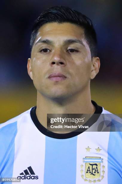 Enzo Perez of Argentina poses prior a match between Ecuador and Argentina as part of FIFA 2018 World Cup Qualifiers at Olimpico Atahualpa Stadium on...
