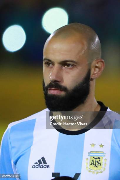 Javier Mascherano of Argentina poses prior a match between Ecuador and Argentina as part of FIFA 2018 World Cup Qualifiers at Olimpico Atahualpa...