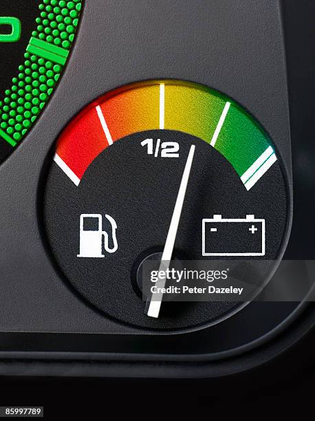 electric car fuel gauge. - fuel efficient stock pictures, royalty-free photos & images