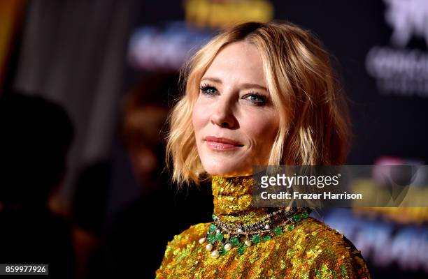 Actress Cate Blanchett arrives at the Premiere Of Disney And Marvel's "Thor: Ragnarok" - Arrivals on October 10, 2017 in Los Angeles, California.