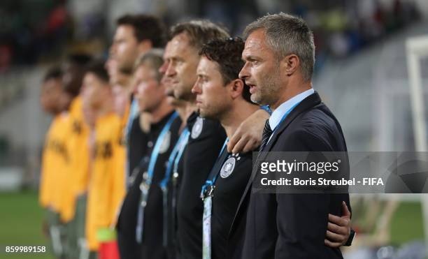 Head coach Christian Wueck of Germany looks on during the FIFA U-17 World Cup India 2017 group C match between Iran and Germany at Pandit Jawaharlal...