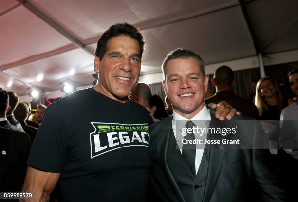 Actors Lou Ferrigno and Matt Damon at The World Premiere of Marvel Studios' "Thor: Ragnarok" at the El Capitan Theatre on October 10, 2017 in...