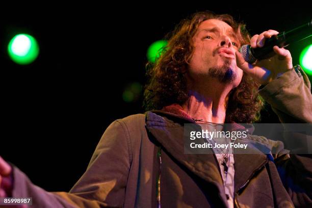 Chris Cornell performs live in concert at the Vogue Theatre on April 15, 2009 in Indianapolis.