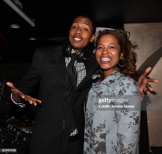 Nick Cannon and Danyel Smith attend the "Notorious" DVD release party hosted by VIBE magazine and Fox Home Entertainment at the Pink Elephant on...