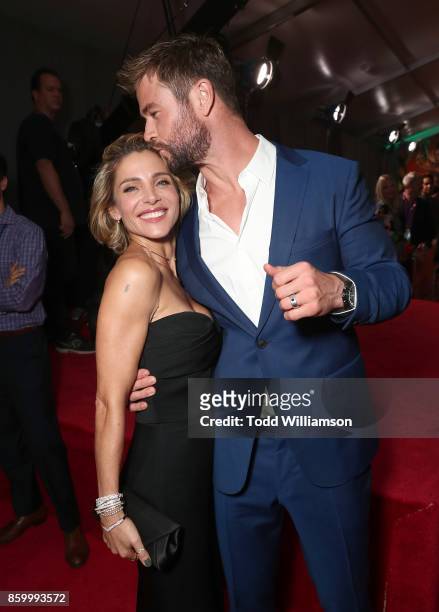 Elsa Pataky and Chris Hemsworth attend the premiere of Disney And Marvel's "Thor: Ragnarok" on October 10, 2017 in Los Angeles, California.