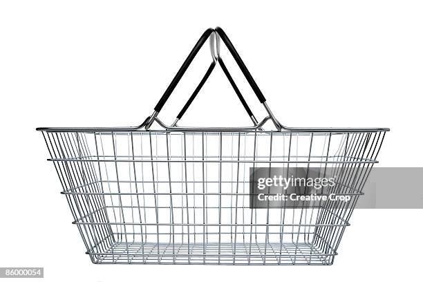 side view of steel wire shopping basket - shopping basket stock pictures, royalty-free photos & images