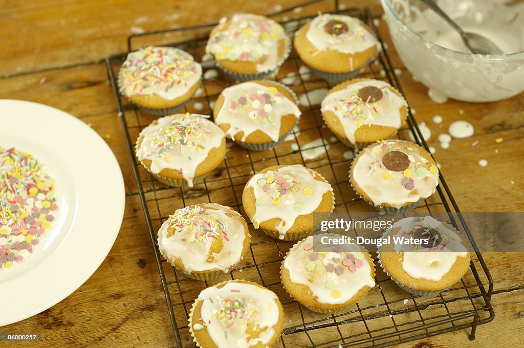 Cakes on cooling tray.