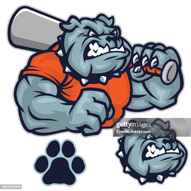 bulldog-baseball-pack - maskottchen stock-grafiken, -clipart, -cartoons und -symbole
