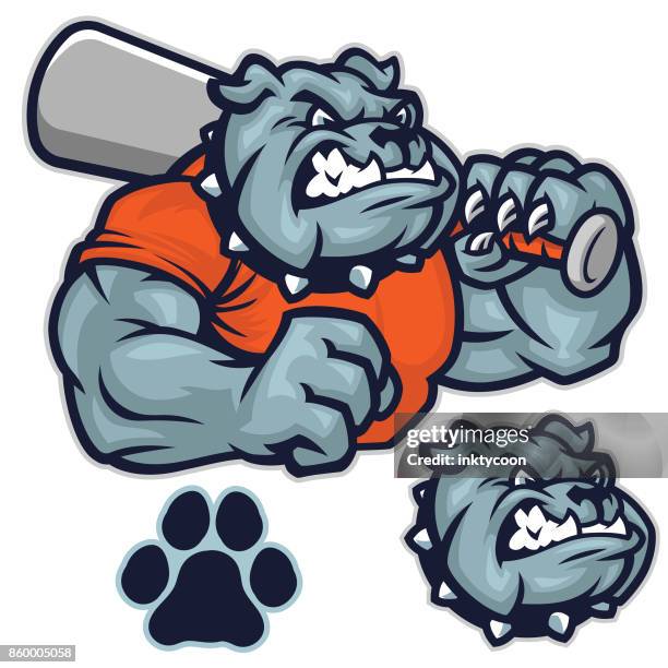 bulldog-baseball-pack - einen baseball schlagen stock-grafiken, -clipart, -cartoons und -symbole