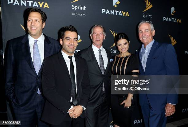 Actors Omar Chaparro , Maite Perroni and Pantaya executives attend PANTAYA Launch Party at Boulevard3 on October 10, 2017 in Hollywood, California.