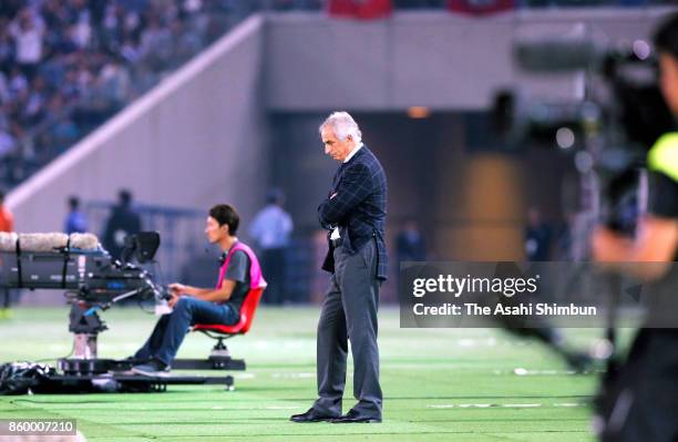 Head coach Vahid Halilhodzic of Japan looks on during the international friendly match between Japan and Haiti at Nissan Stadium on October 10, 2017...